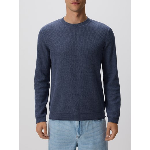 Reserved - Strukturalny sweter z bawełny - niebieski Reserved XL Reserved