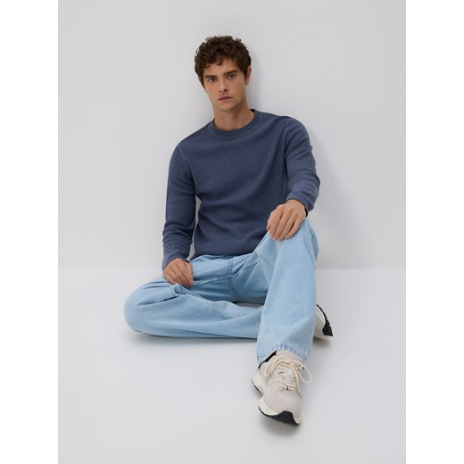Reserved - Strukturalny sweter z bawełny - niebieski Reserved M Reserved