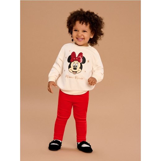 Sinsay - Komplet: bluza i spodnie Minnie Mouse - kremowy Sinsay 80 (9-12 m) Sinsay