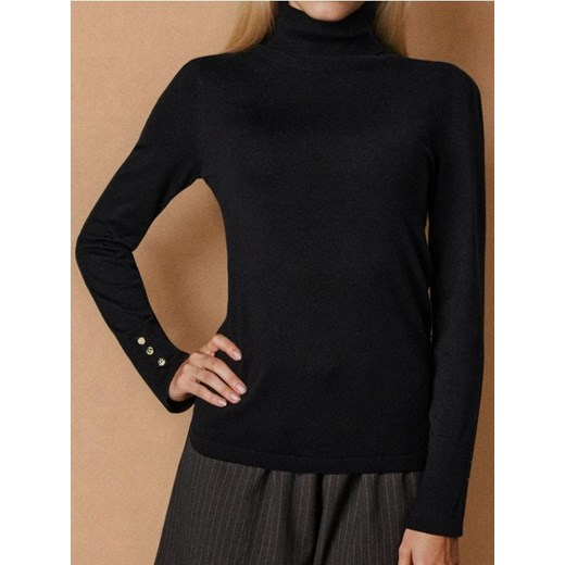 Sinsay - Golf z wiskozą i ozdobnymi guzikami - czarny ze sklepu Sinsay w kategorii Swetry damskie - zdjęcie 186551276
