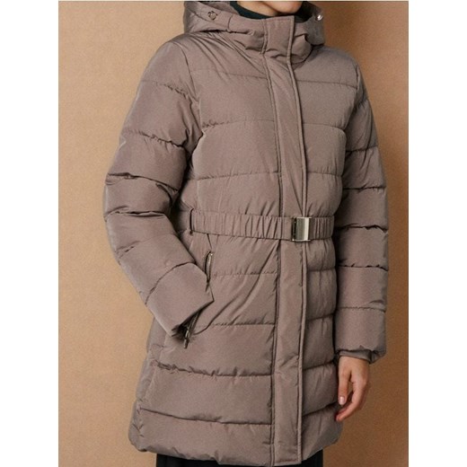 Sinsay - Pikowany płaszcz z kapturem - fioletowy ze sklepu Sinsay w kategorii Płaszcze damskie - zdjęcie 186551345