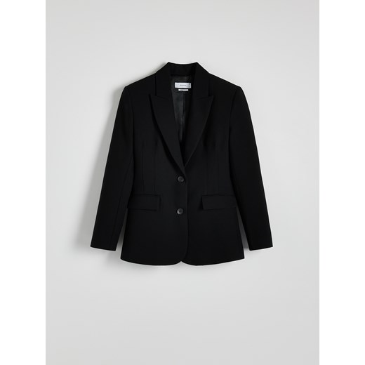 Reserved - Taliowana marynarka z wiskozą - czarny Reserved XL Reserved wyprzedaż