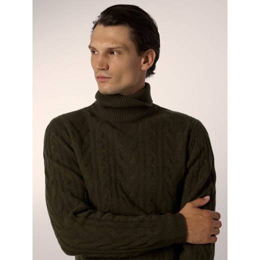 Reserved - Wełniany sweter - ciemnozielony ze sklepu Reserved w kategorii Swetry męskie - zdjęcie 186551788