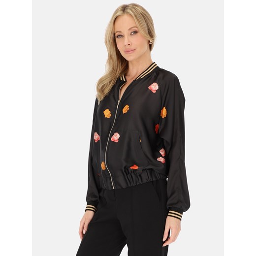 Bluza damska satynowa z motywem kwiatów bomberka L'AF Bona ze sklepu Eye For Fashion w kategorii Bluzy damskie - zdjęcie 186552285