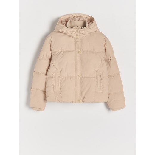 Reserved - Pikowana kurtka z kapturem - beżowy ze sklepu Reserved w kategorii Kurtki dziewczęce - zdjęcie 186553059