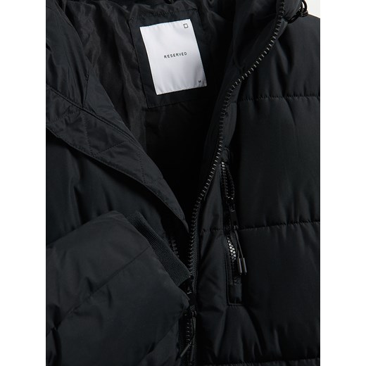Reserved - Pikowany płaszcz z kapturem - czarny Reserved XXL Reserved