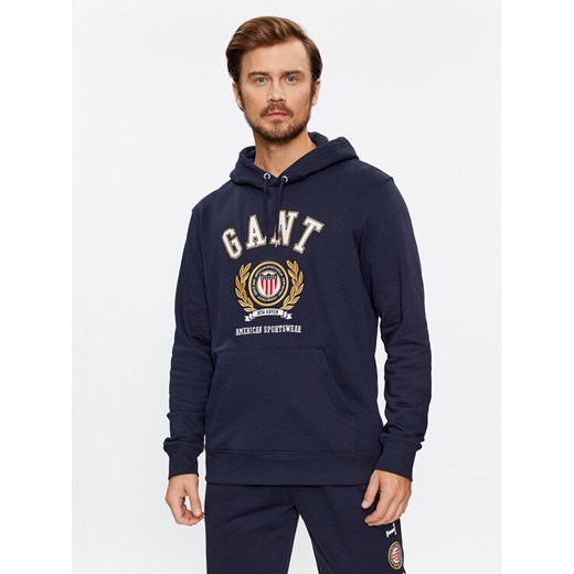 Gant Bluza Crest Hoodie 2006069 Granatowy Relaxed Fit ze sklepu MODIVO w kategorii Bluzy męskie - zdjęcie 186553877