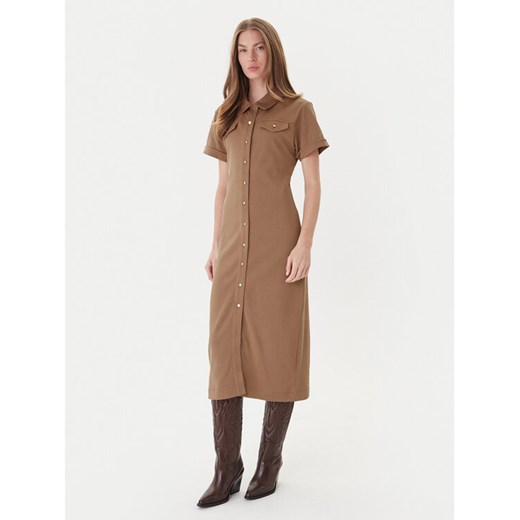 Tommy Hilfiger Sukienka koszulowa Gold Button WW0WW44617 Brązowy Regular Fit ze sklepu MODIVO w kategorii Sukienki - zdjęcie 186553878