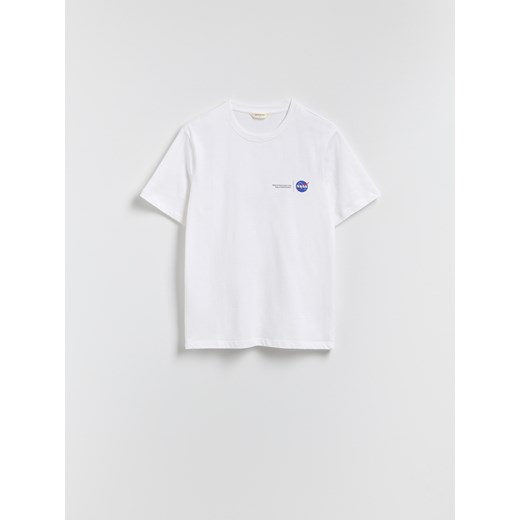Reserved - T-shirt z nadrukiem NASA - biały ze sklepu Reserved w kategorii T-shirty męskie - zdjęcie 186554697