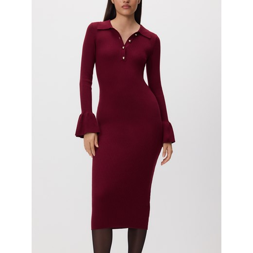 Reserved - Sukienka maxi w prążek - bordowy ze sklepu Reserved w kategorii Sukienki - zdjęcie 186554787
