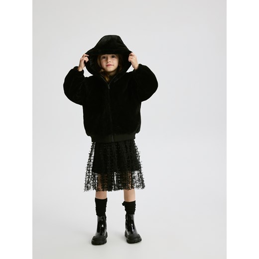Reserved - Kurtka z futerkowego materiału - czarny ze sklepu Reserved w kategorii Kurtki dziewczęce - zdjęcie 186554925