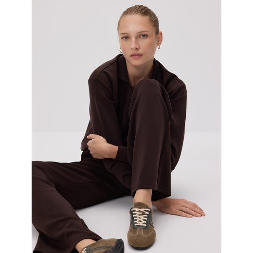 Reserved - Spodnie dresowe long leg - ciemnobrązowy Reserved XS Reserved
