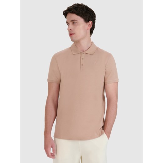 Męska koszulka polo 4F 4FWSS25TPTSM407- beżowa ze sklepu Sportstylestory.com w kategorii T-shirty męskie - zdjęcie 186558115