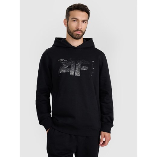 Męska bluza nierozpinana z kapturem 4F 4FWAW25TSWSM1904 - czarna ze sklepu Sportstylestory.com w kategorii Bluzy męskie - zdjęcie 186558247