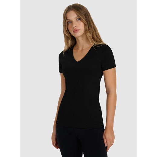 Damski t-shirt slim basic 4F 4FWAW25TTSHF2969 - czarny ze sklepu Sportstylestory.com w kategorii Bluzki damskie - zdjęcie 186558346