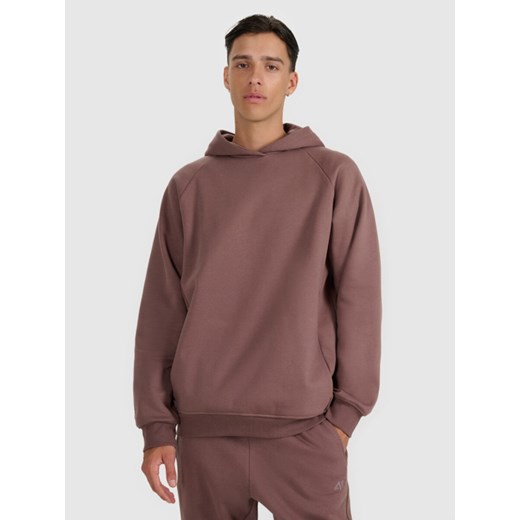 Męska bluza nierozpinana bez kaptura 4F 4FWAW25TSWSM1946 - brązowa ze sklepu Sportstylestory.com w kategorii Bluzy męskie - zdjęcie 186558375