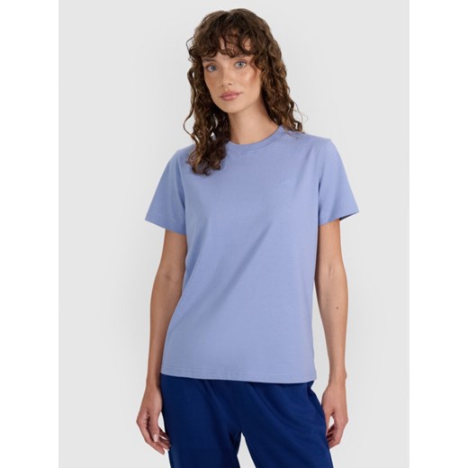Damski t-shirt basic 4F 4FWAW25TTSHF297 - niebieski ze sklepu Sportstylestory.com w kategorii Bluzki damskie - zdjęcie 186558439