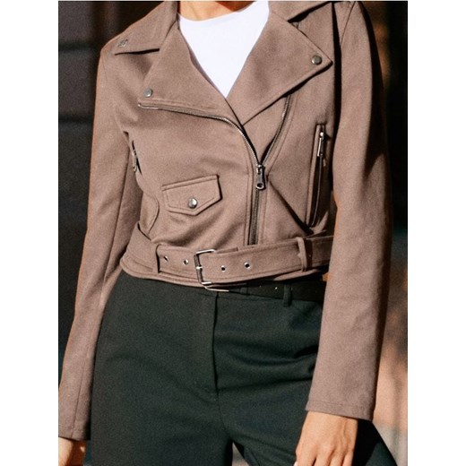 Sinsay - Kurtka ramoneska z imitacją zamszu - brązowy ze sklepu Sinsay w kategorii Kurtki damskie - zdjęcie 186559438
