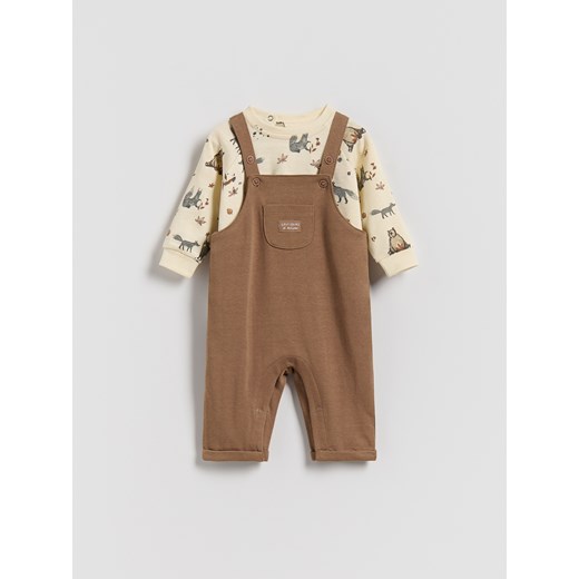 Reserved - Bawełniany komplet - brązowy ze sklepu Reserved w kategorii Komplety niemowlęce - zdjęcie 186563169