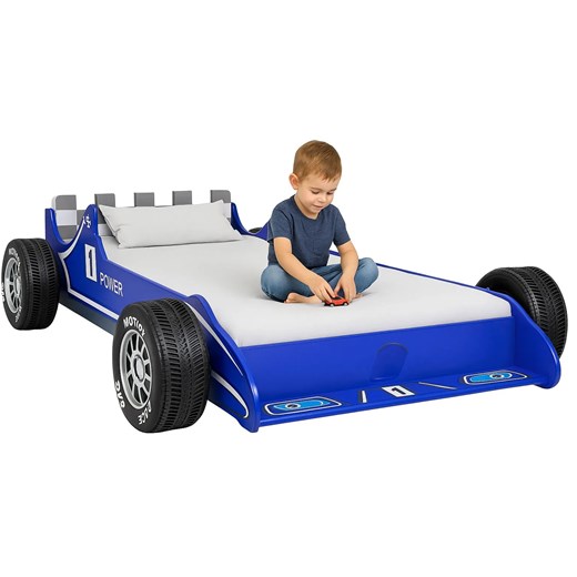 Niebieskie łóżko w kształcie auta 90x200 M2-P13 ze sklepu Edinos.pl w kategorii Łóżka i materace - zdjęcie 186566515