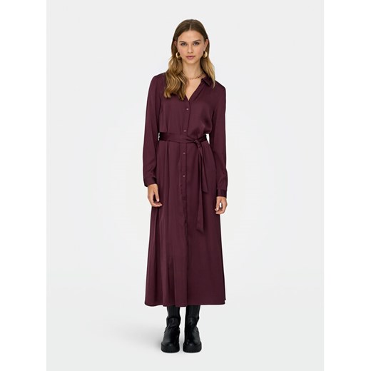 ONLY Sukienka koszulowa Mika 15361725 Bordowy Regular Fit ze sklepu MODIVO w kategorii Sukienki - zdjęcie 186567346