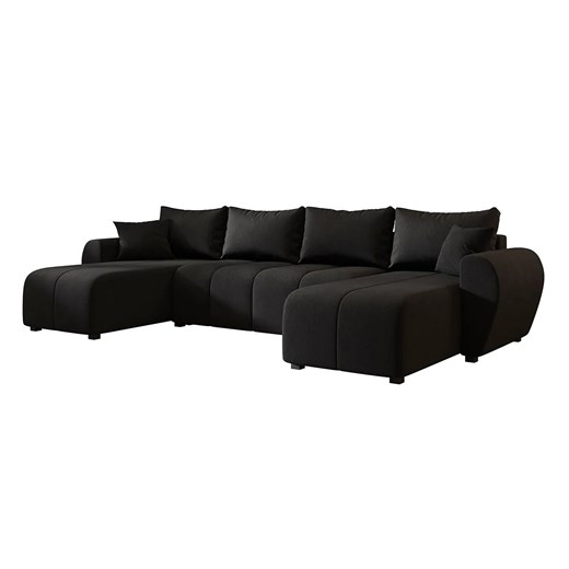Czarny narożnik w kształcie U z funkcją spania F0-S43 - id: 53344 - marki Elior - 186569189 Czarny narożnik w kształcie U z funkcją spania F0-S43 ze sklepu Edinos.pl w kategorii Narożniki - zdjęcie 186569189
