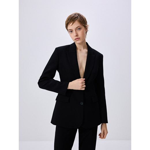 Reserved - Taliowana marynarka z wiskozą - czarny Reserved XL promocyjna cena Reserved