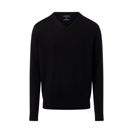 Andrew James Męski sweter z dzianiny z wełną i kaszmirem Mężczyźni Wełna czarny jednolity ze sklepu vangraaf w kategorii Swetry męskie - zdjęcie 186570435