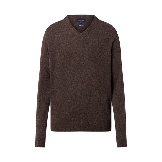 Andrew James Męski sweter z dzianiny z wełną i kaszmirem Mężczyźni Wełna czekoladowy jednolity ze sklepu vangraaf w kategorii Swetry męskie - zdjęcie 186570437