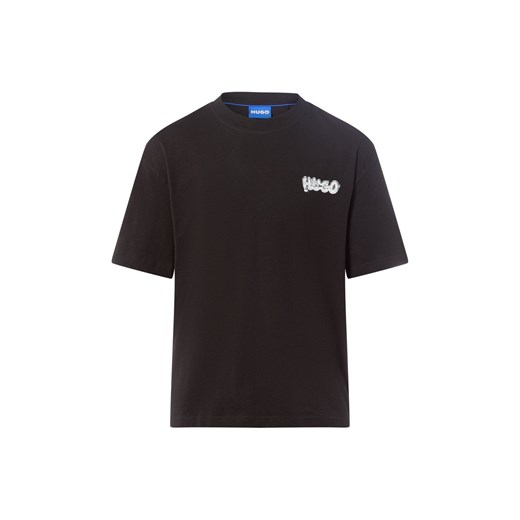 HUGO BLUE Koszulka męska - Nyrotee Mężczyźni Bawełna czarny nadruk ze sklepu vangraaf w kategorii T-shirty męskie - zdjęcie 186570457
