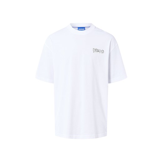 HUGO BLUE Koszulka męska - Nyrotee Mężczyźni Bawełna biały nadruk ze sklepu vangraaf w kategorii T-shirty męskie - zdjęcie 186570458