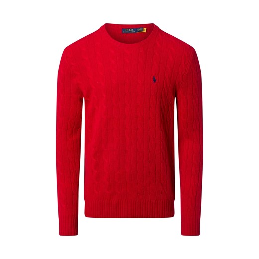 Polo Ralph Lauren Męski sweter z dzianiny z zawartością kaszmiru Mężczyźni Wełna czerwony jednolity ze sklepu vangraaf w kategorii Swetry męskie - zdjęcie 186570466