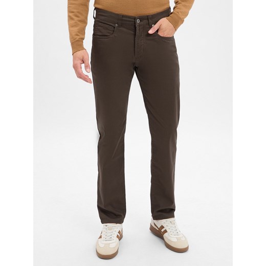 Andrew James Męskie spodnie z 5 kieszeniami - Aiden Mężczyźni Bawełna błotnisty jednolity ze sklepu vangraaf w kategorii Spodnie męskie - zdjęcie 186570498