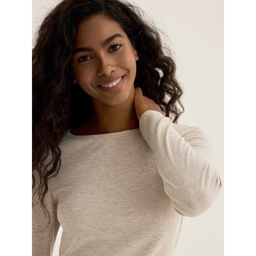 Reserved - Prążkowany longsleeve 2 pack - kremowy Reserved XL Reserved