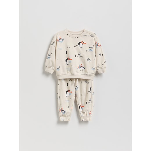 Reserved - Bawełniany komplet z nadrukiem - kremowy Reserved 74 (6-9 m.) Reserved