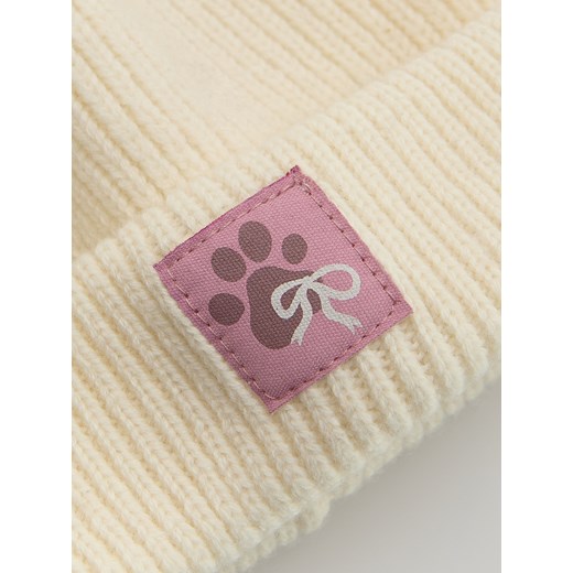 Reserved - Wełniana czapka z naszywką - złamana biel Reserved 3-6 miesięcy Reserved