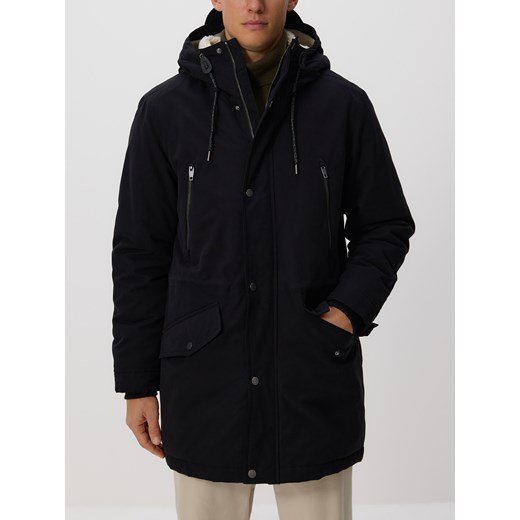 Reserved - Długa parka z kapturem - czarny ze sklepu Reserved w kategorii Parki męskie - zdjęcie 186571318