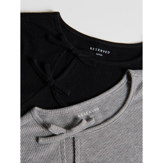 Reserved - Prążkowana bluzka z kokardkami - czarny Reserved 116 (5-6 lat) Reserved