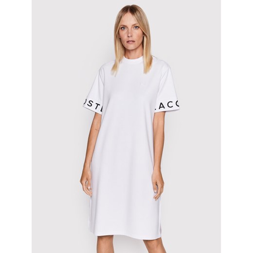 Lacoste Sukienka codzienna EF0107 Biały Relaxed Fit ze sklepu MODIVO w kategorii Sukienki - zdjęcie 186571918