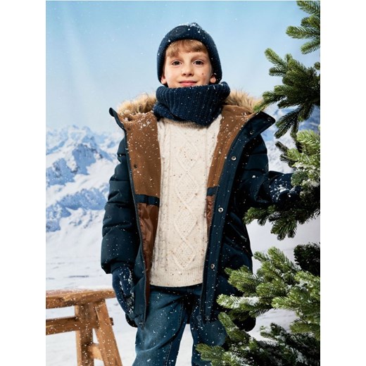 Sinsay - Kurtka ocieplana z kapturem - granatowy ze sklepu Sinsay w kategorii Kurtki chłopięce - zdjęcie 186573147