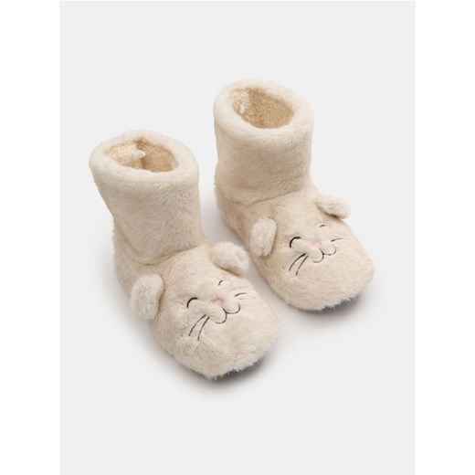 Sinsay - Pluszowe kapcie za kostkę z elementami 3D - wielobarwny Sinsay 28/29 Sinsay