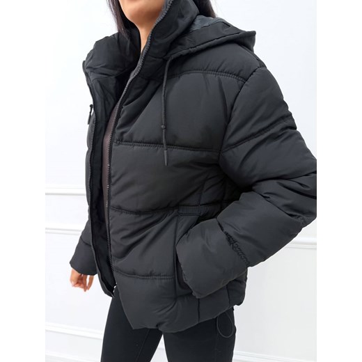 Czarna Krótka Kurtka z Kapturem Modnakiecka.pl 38 ModnaKiecka.pl