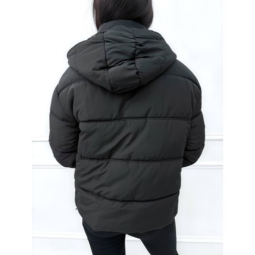 Czarna Krótka Kurtka z Kapturem Modnakiecka.pl 38 ModnaKiecka.pl