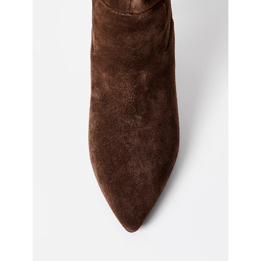 Mohito - Skórzane botki na szpilce - ciemnobrązowy Mohito 37 Mohito