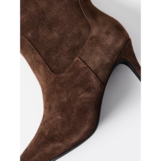 Mohito - Skórzane botki na szpilce - ciemnobrązowy Mohito 37 Mohito