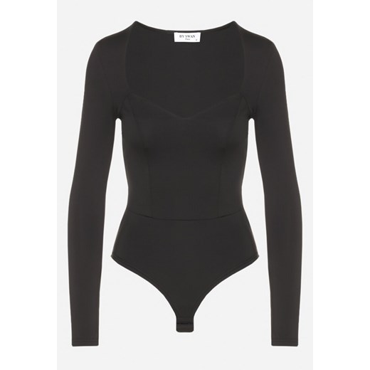 Czarne Body z Wiskozą i Kwadratowym Dekoltem Labiene L born2be.pl