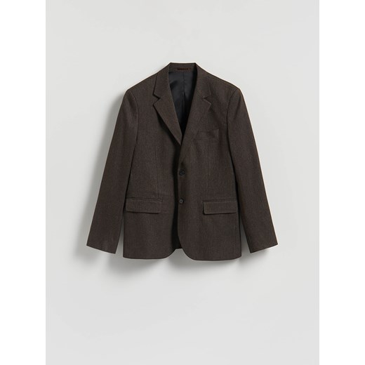 Reserved - Marynarka slim fit z wiskozą - ciemnobrązowy Reserved L Reserved