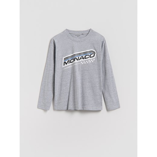 Reserved - Bawełniany longsleeve - jasnoszary ze sklepu Reserved w kategorii Bluzy chłopięce - zdjęcie 186575135