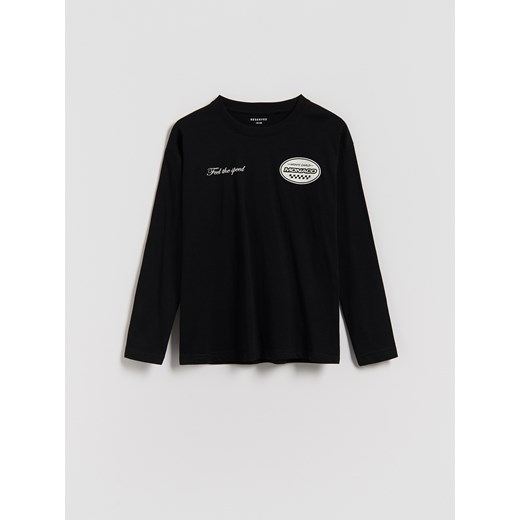 Reserved - Bawełniany longsleeve - czarny ze sklepu Reserved w kategorii Bluzy chłopięce - zdjęcie 186575139