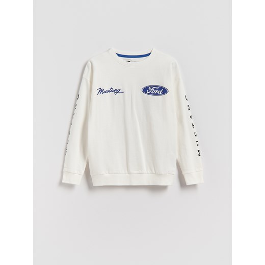 Reserved - Bawełniana bluza Ford - złamana biel ze sklepu Reserved w kategorii Bluzy chłopięce - zdjęcie 186575267